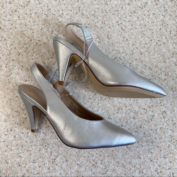 NWT A New Day Metallic Silver Slingback Pumps - Picture 5 of 11